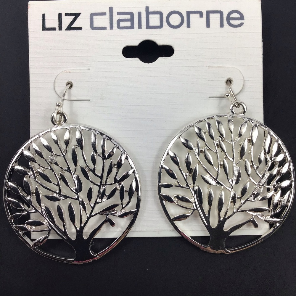 💙😍 Liz Claiborne Silver-Tone Tree Earrings (NWT)